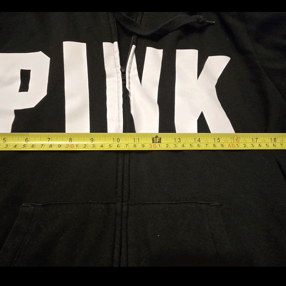 PINK Victoria Secret Black Full Zip Hoodie Womens Large Logo Sweatshirt - Picture 5 of 6